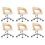 Vidaxl chaises pivotantes  dner 6pcs crme bois courb et similicuir
