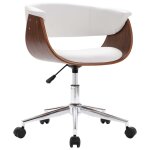 Vidaxl chaise pivotante  dner blanc bois courb et similicuir
