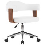Vidaxl chaise pivotante  dner blanc bois courb et similicuir