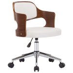 Vidaxl chaise pivotante à dîner blanc bois courbé et similicuir Vidaxl chaise pivotante à dîner blanc bois courbé et similicuir