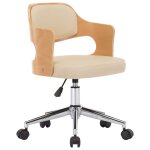 Vidaxl chaise pivotante  dner crme bois courb et similicuir