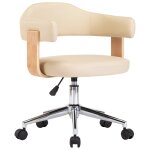 Vidaxl chaise pivotante  dner crme bois courb et similicuir