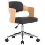 Vidaxl chaise pivotante  dner noir bois courb et similicuir
