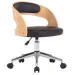 Vidaxl chaise pivotante  dner noir bois courb et similicuir