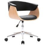 Vidaxl chaise pivotante  dner noir bois courb et similicuir
