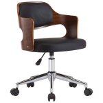 Vidaxl chaise pivotante  dner noir bois courb et similicuir