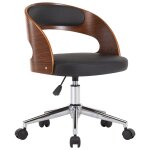 Vidaxl chaise pivotante à dîner noir bois courbé et similicuir Vidaxl chaise pivotante à dîner noir bois courbé et similicuir