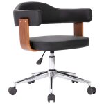 Vidaxl chaise pivotante  dner noir bois courb et similicuir