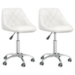 Vidaxl chaises pivotantes de salle à manger 2 pcs blanc similicuir Vidaxl chaises pivotantes de salle à manger 2 pcs blanc similicuir