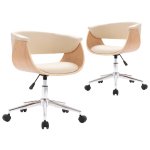 Vidaxl chaises pivotantes de salle  manger 2 pcs crme similicuir