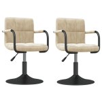 Vidaxl chaises pivotantes de salle à manger 2 pcs crème velours Vidaxl chaises pivotantes de salle à manger 2 pcs crème velours