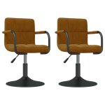 Vidaxl chaises pivotantes de salle à manger 2 pcs marron velours Vidaxl chaises pivotantes de salle à manger 2 pcs marron velours