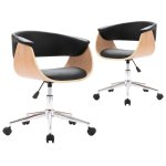 Vidaxl chaises pivotantes de salle � manger 2 pcs noir similicuir