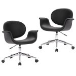 Vidaxl chaises pivotantes de salle � manger 2 pcs noir similicuir