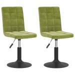Vidaxl chaises pivotantes de salle  manger 2 pcs vert clair velours