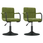 Vidaxl chaises pivotantes de salle à manger 2 pcs vert clair velours Vidaxl chaises pivotantes de salle à manger 2 pcs vert clair velours