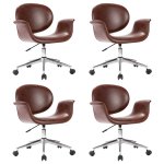 Vidaxl chaises pivotantes de salle � manger 4 pcs marron similicuir