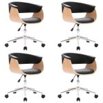 Vidaxl chaises pivotantes de salle � manger 4 pcs noir similicuir