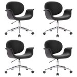 Vidaxl chaises pivotantes de salle � manger 4 pcs noir similicuir
