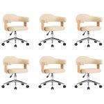 Vidaxl chaises pivotantes de salle  manger 6 pcs crme similicuir