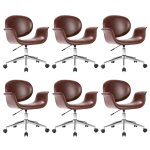 Vidaxl chaises pivotantes de salle � manger 6 pcs marron similicuir