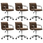 Vidaxl chaises pivotantes de salle  manger 6 pcs marron tissu