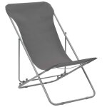 Vidaxl chaises de plage pliables 2 pcs acier et tissu oxford gris