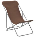 Vidaxl chaises de plage pliables 2 pcs acier et tissu oxford marron