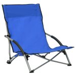Vidaxl chaises de plage pliables 2 pcs bleu tissu