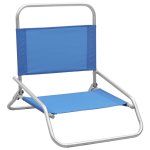 Vidaxl chaises de plage pliables 2 pcs bleu tissu