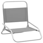 Vidaxl chaises de plage pliables 2 pcs gris tissu