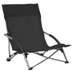 Vidaxl chaises de plage pliables 2 pcs noir tissu