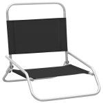 Vidaxl chaises de plage pliables 2 pcs noir tissu