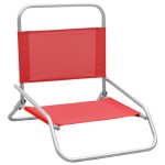 Vidaxl chaises de plage pliables 2 pcs rouge tissu