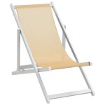 Vidaxl chaise de plage pliable 2pcs aluminium et textilne blanc cass