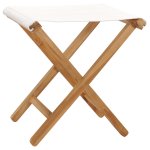 Vidaxl chaises pliables 2 pcs bois de teck solide et tissu blanc cr�me