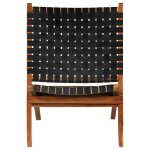 Vidaxl chaise pliable bandes croises noir cuir vritable