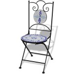 Vidaxl chaises pliables de bistro 2 pcs cramique bleu et blanc