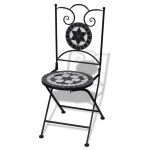 Vidaxl chaises pliables de bistro 2 pcs cramique noir et blanc