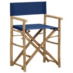 Vidaxl chaises pliables de directeur 2 pcs bleu bambou et tissu