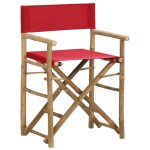 Vidaxl chaises pliables de directeur 2 pcs rouge bambou et tissu