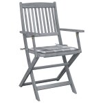 Vidaxl chaises pliables d'extérieur 2 pcs avec coussins bois d'acacia Vidaxl chaises pliables d'extérieur 2 pcs avec coussins bois d'acacia