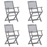 Vidaxl chaises pliables d'extérieur 4 pcs avec coussins bois d'acacia Vidaxl chaises pliables d'extérieur 4 pcs avec coussins bois d'acacia