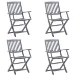 Vidaxl chaises pliables d'ext�rieur 4 pcs avec coussins bois d'acacia