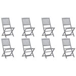 Vidaxl chaises pliables d'ext�rieur 8 pcs avec coussins bois d'acacia