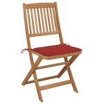 Vidaxl chaises pliables de jardin 2 pcs avec coussins bois d'acacia