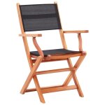 Vidaxl chaises pliables de jardin 2 pcs noir eucalyptus et textil�ne