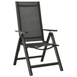 Vidaxl chaises pliables de jardin 2 pcs textilne et aluminium noir