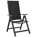 Vidaxl chaises pliables de jardin 2 pcs textilne et aluminium noir