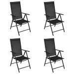 Vidaxl chaises pliables de jardin 4 pcs aluminium et textilne noir